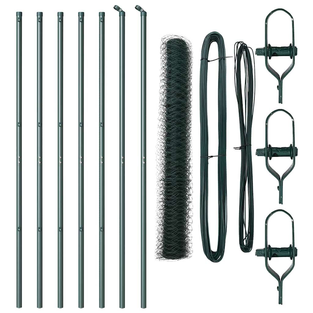 Vidaxl afrasteringspaal groen 10 x 1,2 m (36 mm gaas) staal en pvc