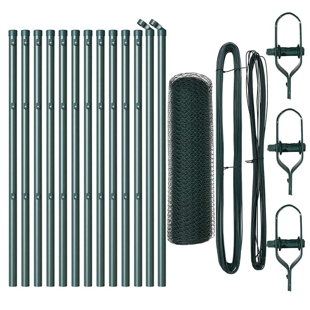 Vidaxl afrasteringspaal groen 25 x 0,6 m (13 mm gaas) staal en pvc