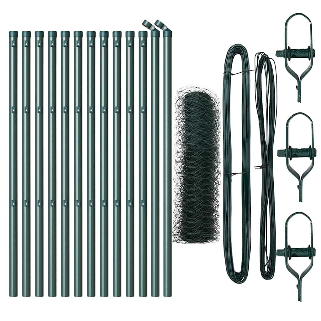 Vidaxl afrasteringspaal groen 25 x 0,6 m (50 mm gaas) staal en pvc