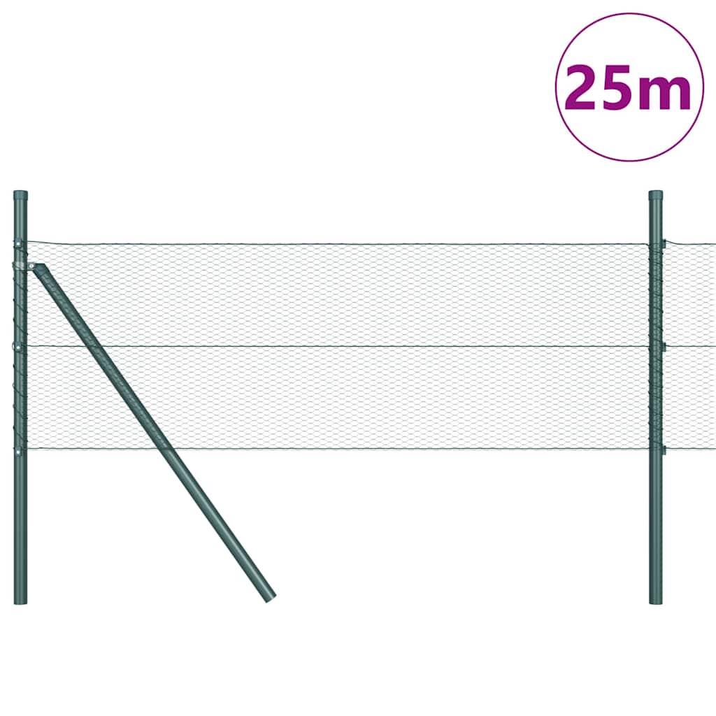 Vidaxl afrasteringspaal groen 25 x 0,8 m (13 mm gaas) staal en pvc