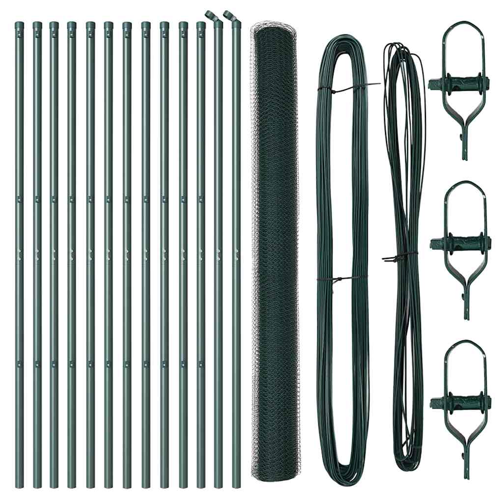 Vidaxl afrasteringspaal groen 25 x 1,5 m (25 mm gaas) staal