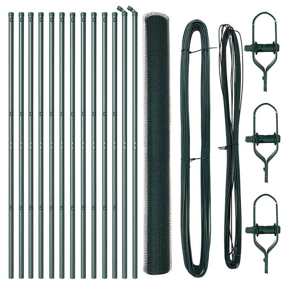 Vidaxl afrasteringspaal groen 25 x 1,6 m (25 mm gaas) staal en pvc