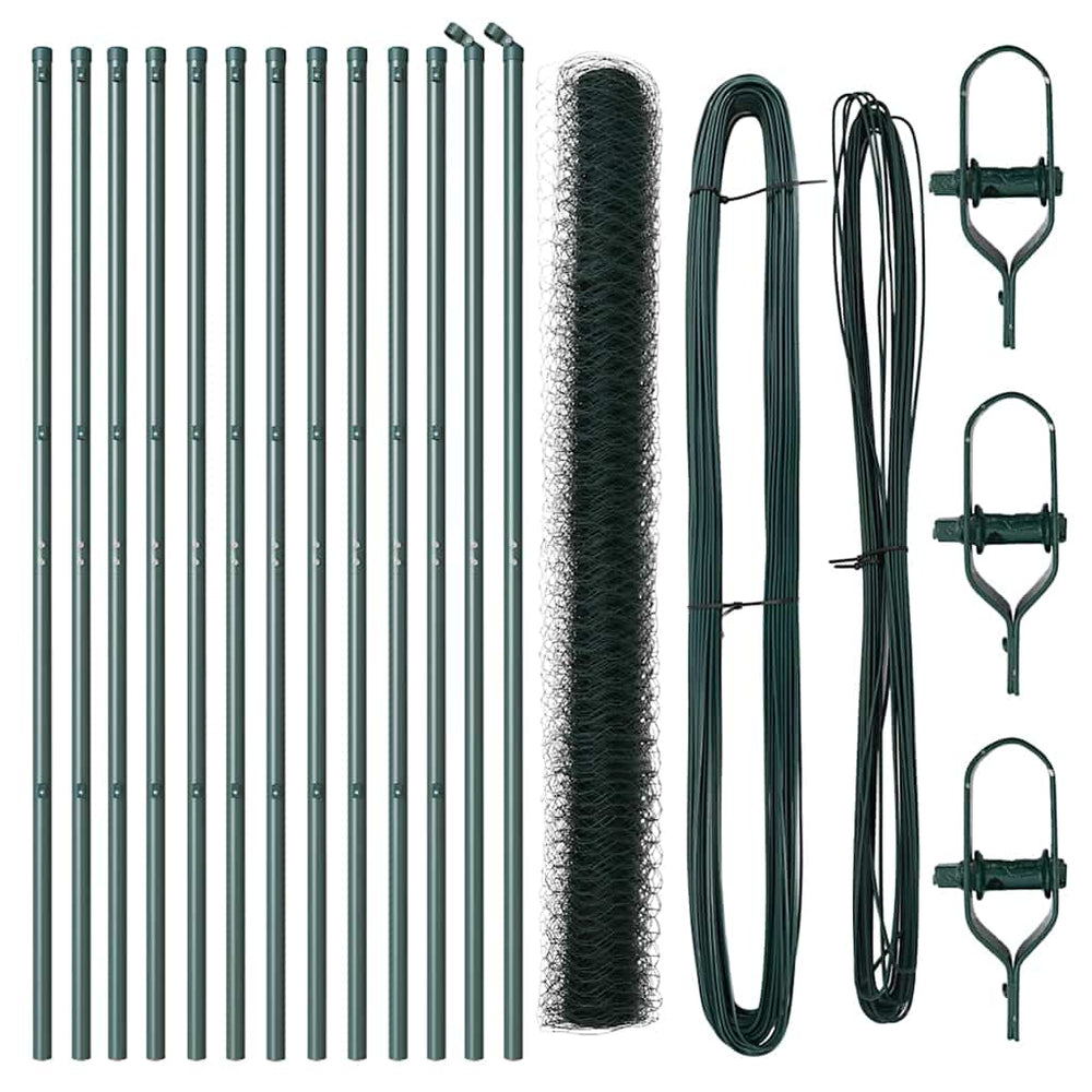 Vidaxl afrasteringspaal groen 25 x 1,6 m (36 mm gaas) staal en pvc