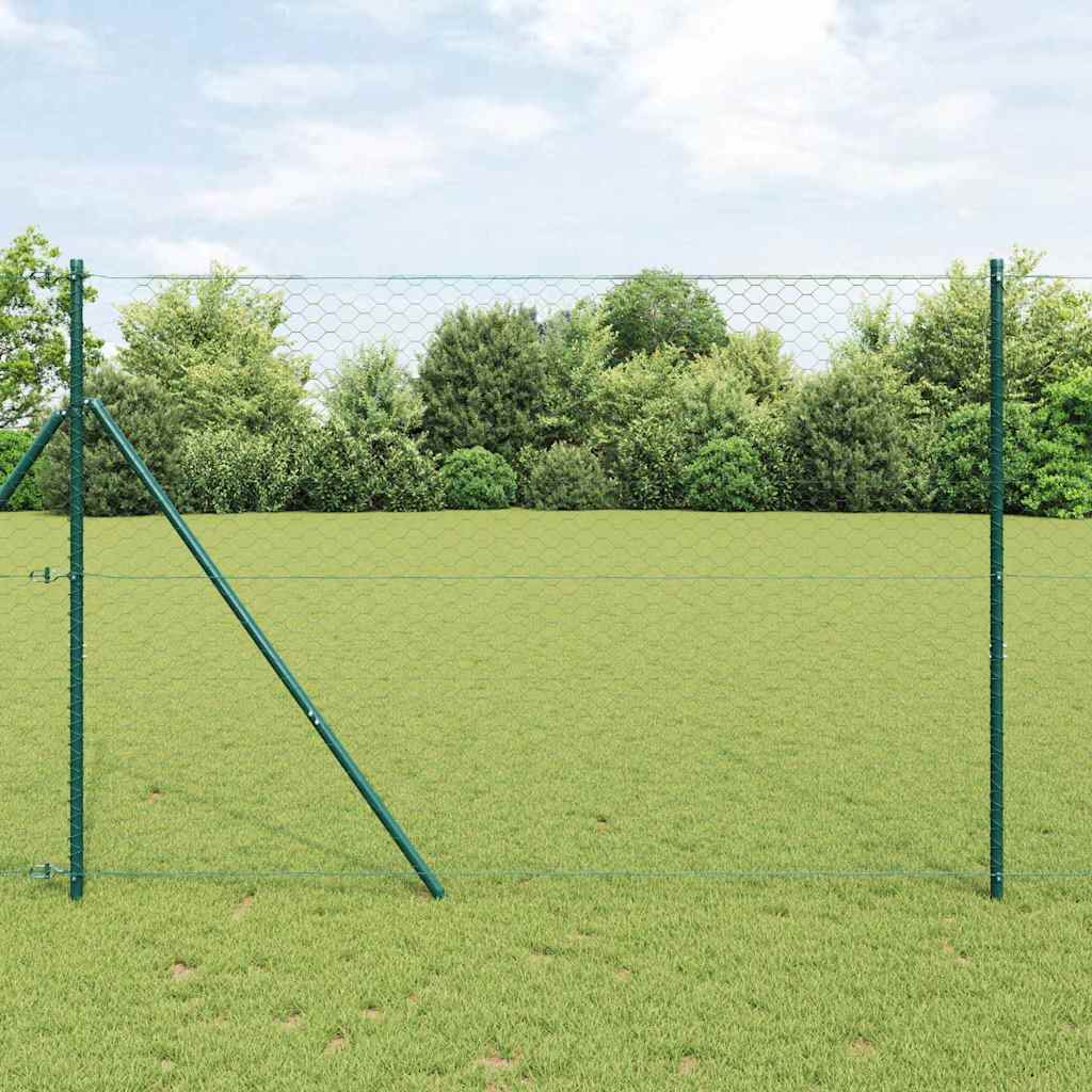 Vidaxl afrasteringspaal groen 25 x 1,6 m (50 mm gaas) staal en pvc