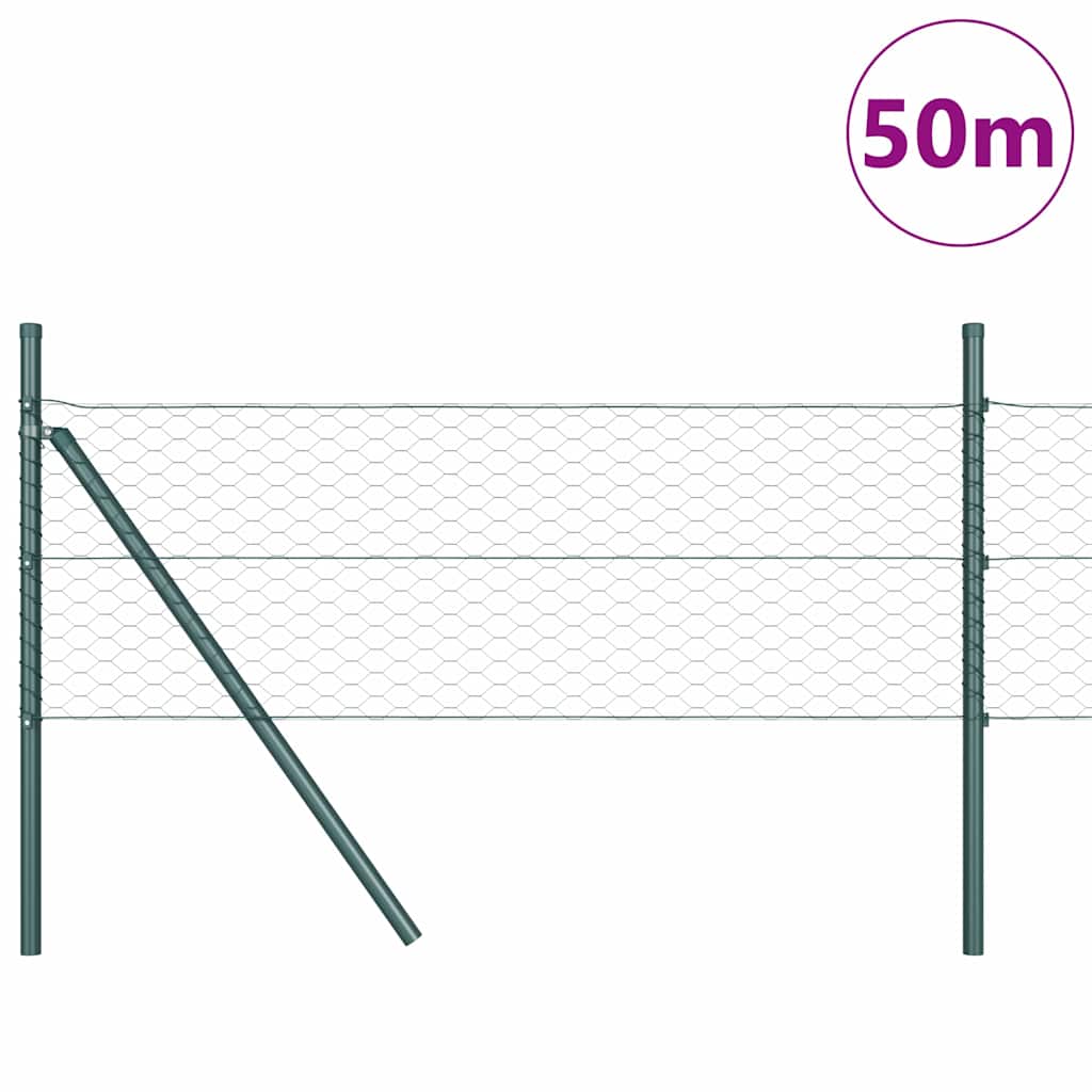 Vidaxl afrasteringspaal groen 50 x 0,4 m (36 mm gaas) staal en pvc