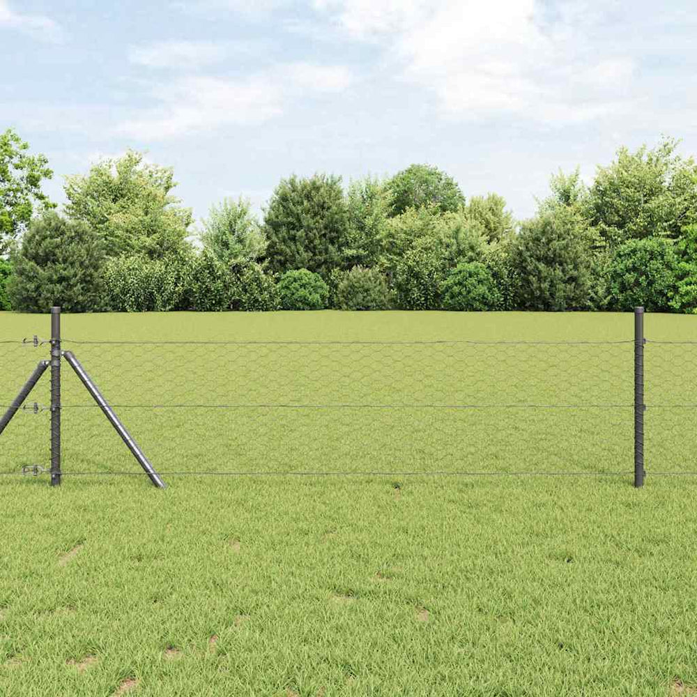 Vidaxl afrasteringspaal grijs 10 x 0,5 m (36 mm gaas) staal en pvc