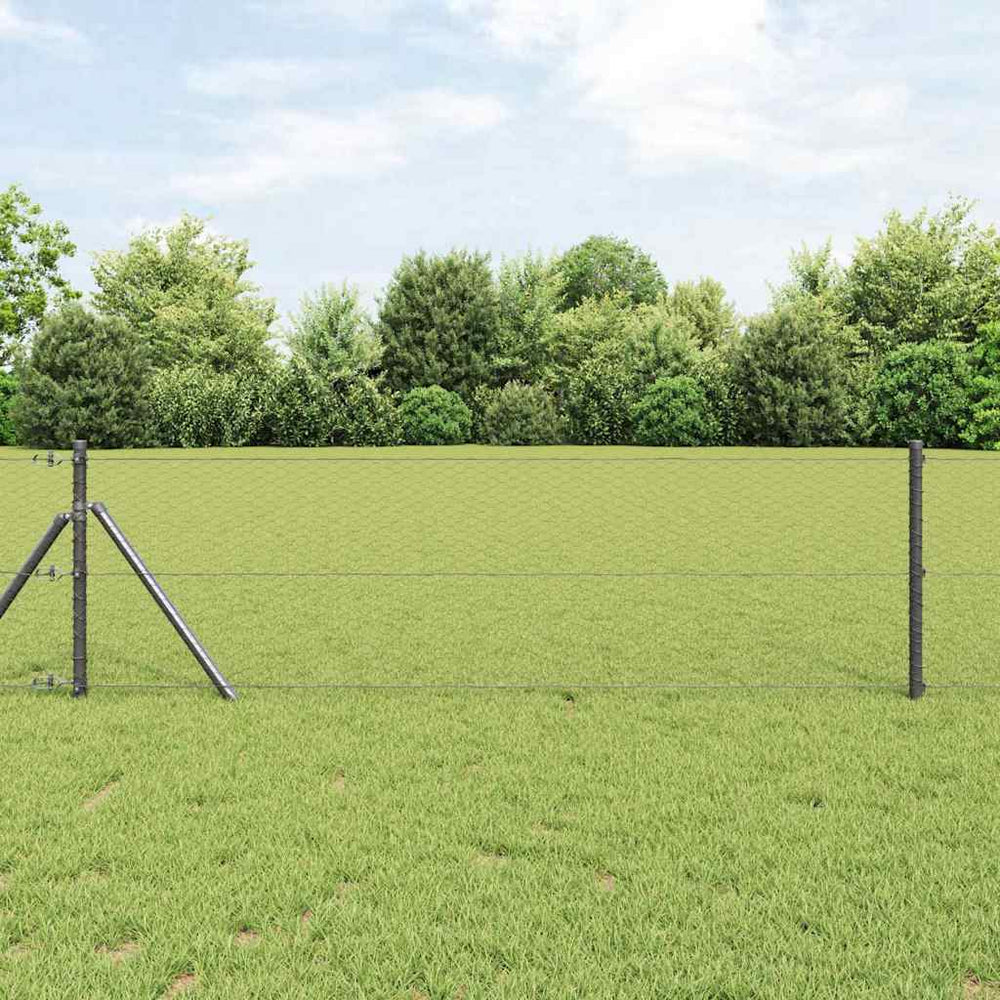 Vidaxl afrasteringspaal grijs 10 x 0,6 m (25 mm gaas) staal en pvc