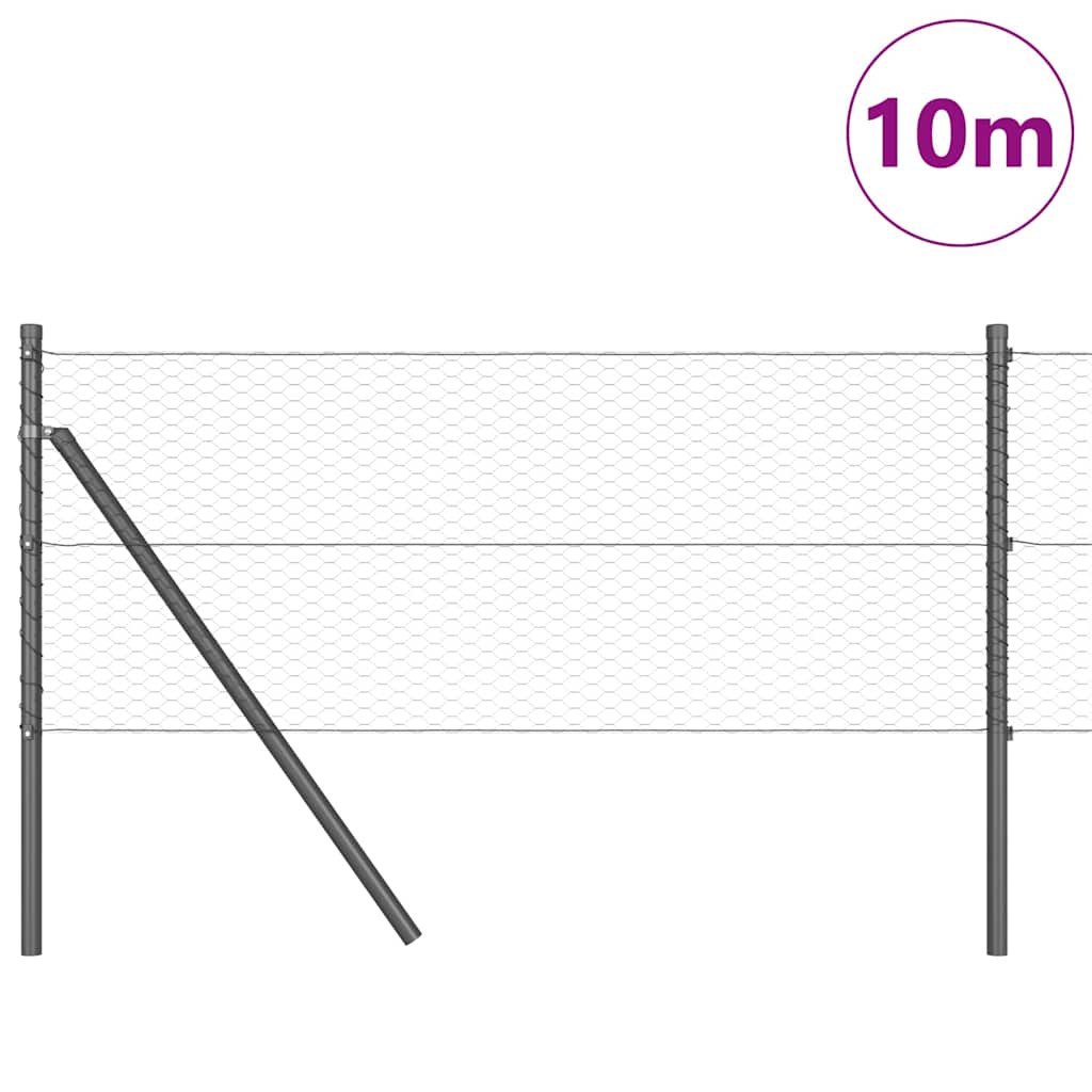 Vidaxl afrasteringspaal grijs 10 x 0,6 m (25 mm gaas) staal en pvc