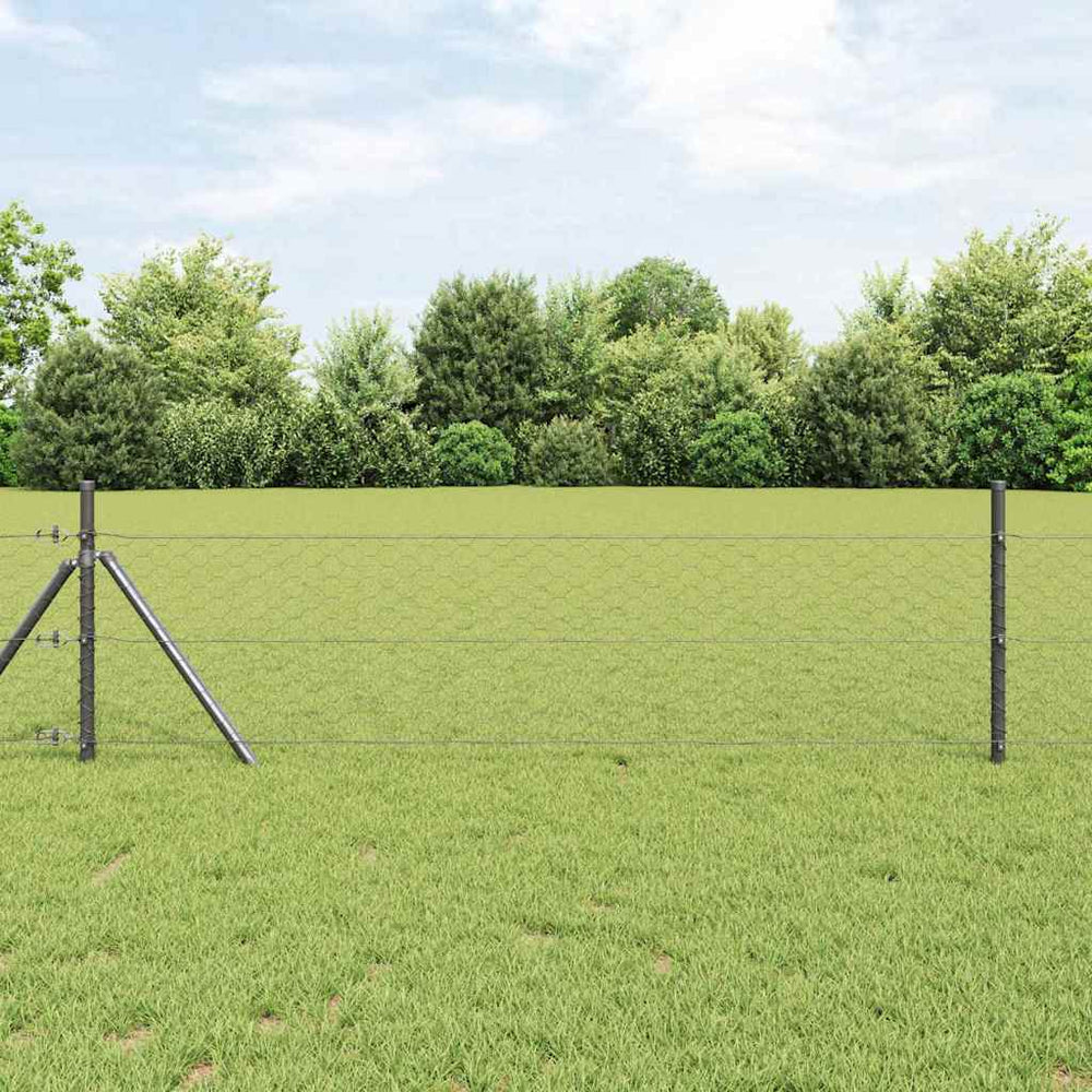 Vidaxl afrasteringspaal grijs 10 x 0,8 m (50 mm gaas) staal en pvc