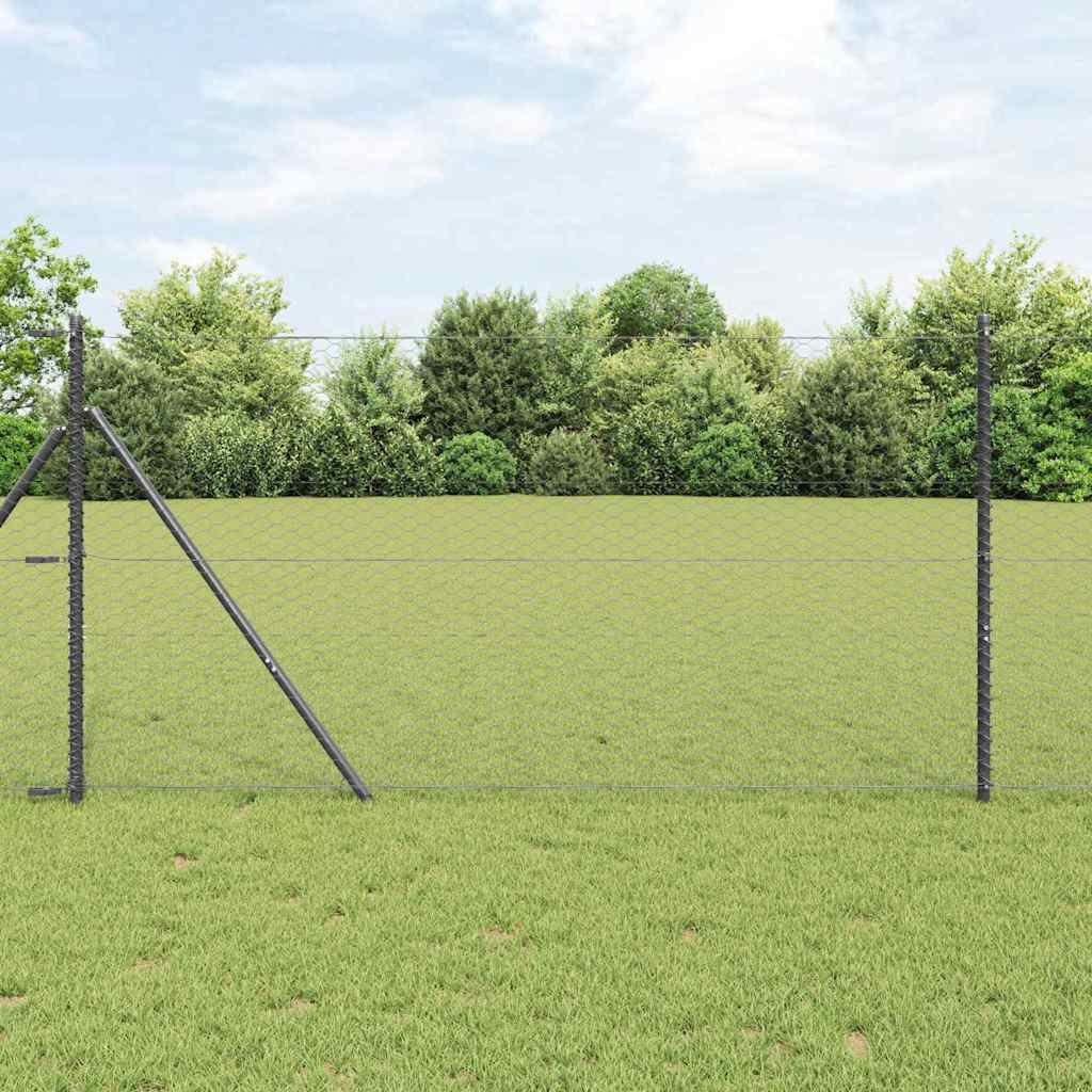 Vidaxl afrasteringspaal grijs 10 x 1 m (36 mm gaas) staal en pvc