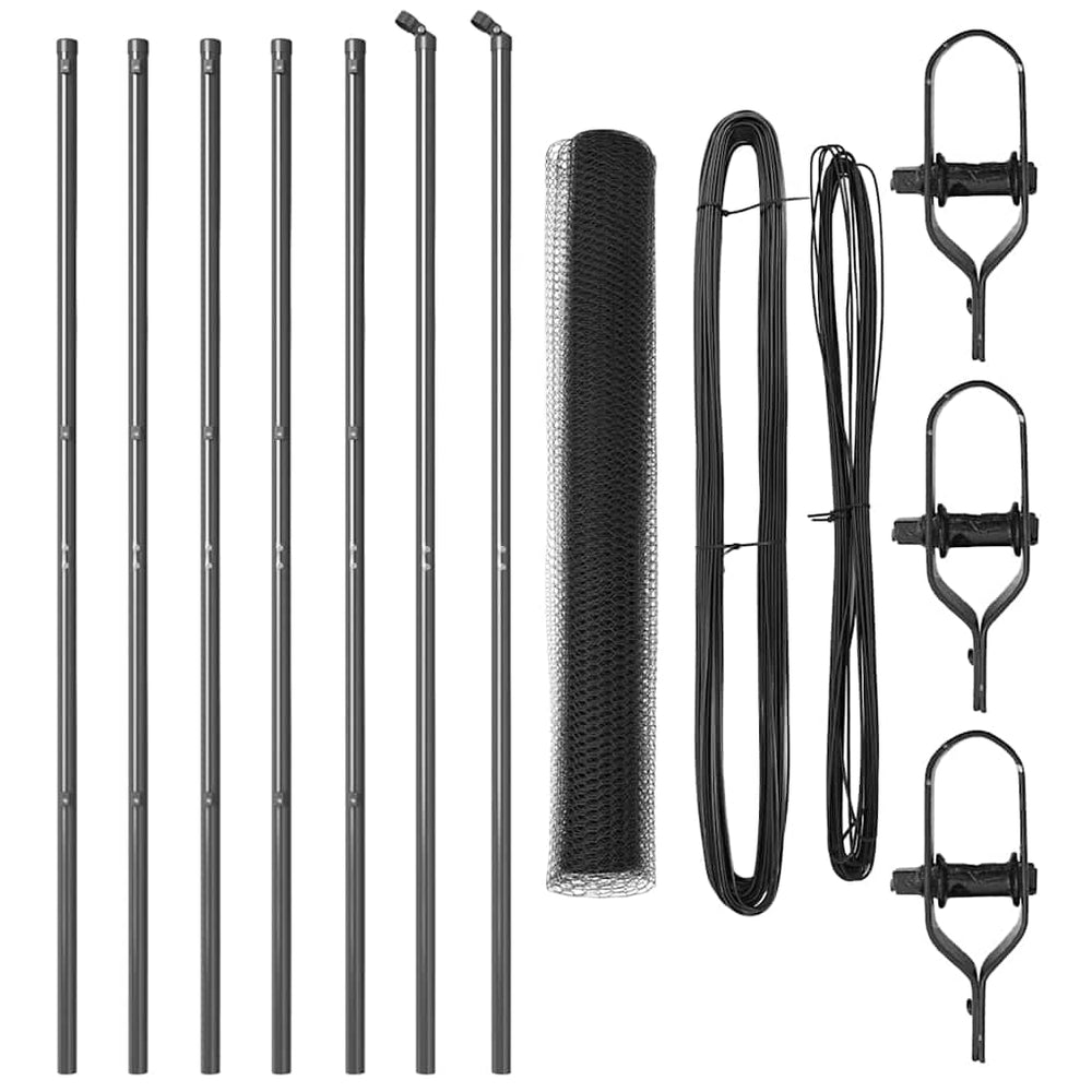 Vidaxl afrasteringspaal grijs 10 x 1,4 m (13 mm gaas) staal en pvc