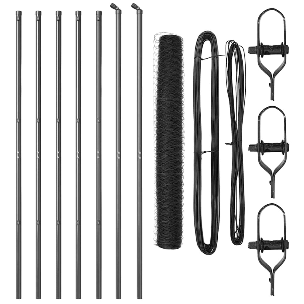 Vidaxl afrasteringspaal grijs 10 x 1,4 m (36 mm gaas) staal en pvc