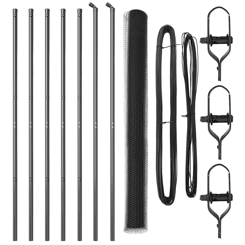 Vidaxl afrasteringspaal grijs 10 x 1,5 m (25 mm gaas) staal en pvc