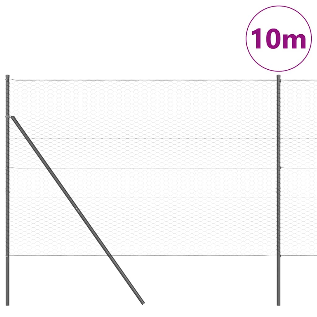 Vidaxl afrasteringspaal grijs 10 x 1,6 m (36 mm gaas) staal en pvc