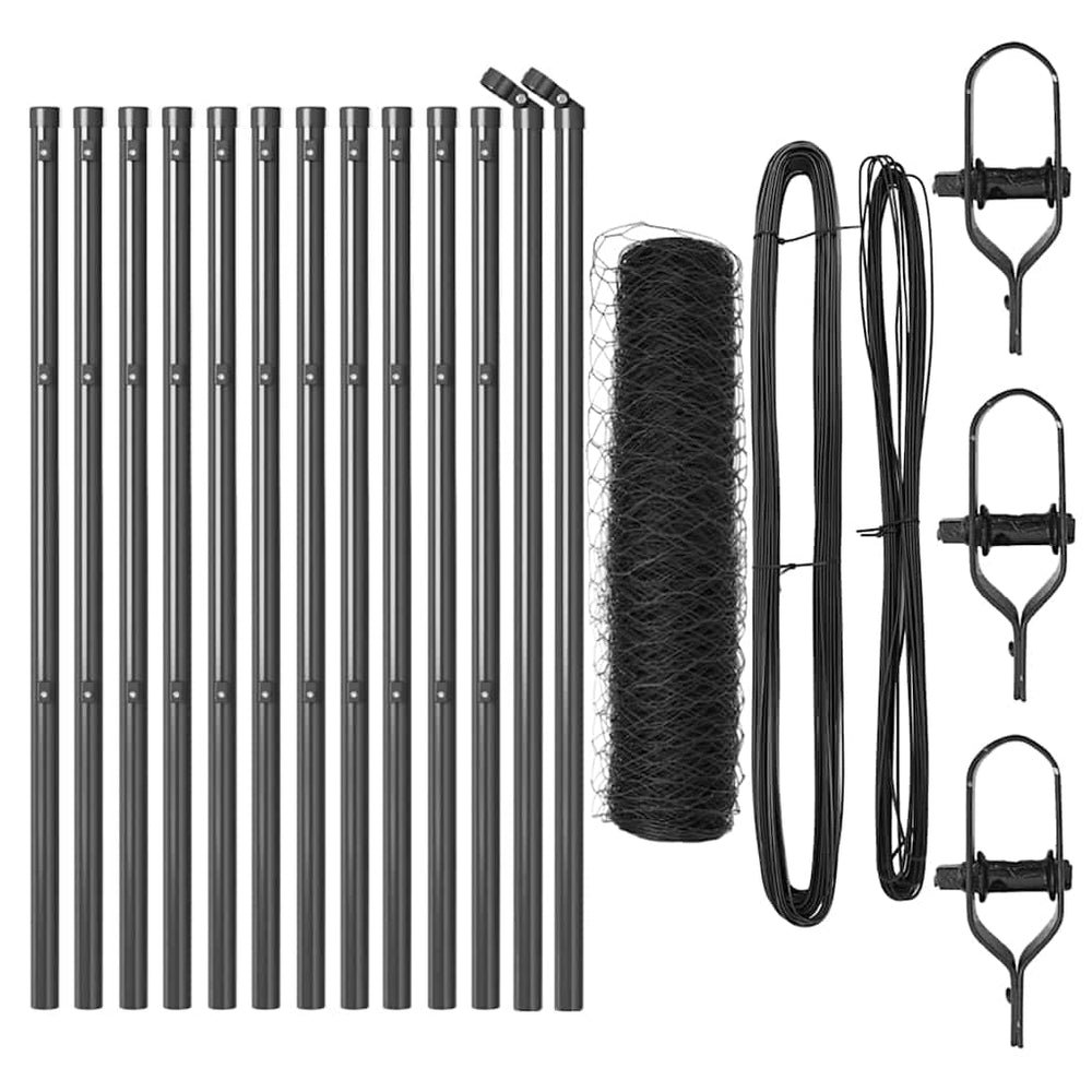Vidaxl afrasteringspaal grijs 25 x 0,5 m (50 mm gaas) staal