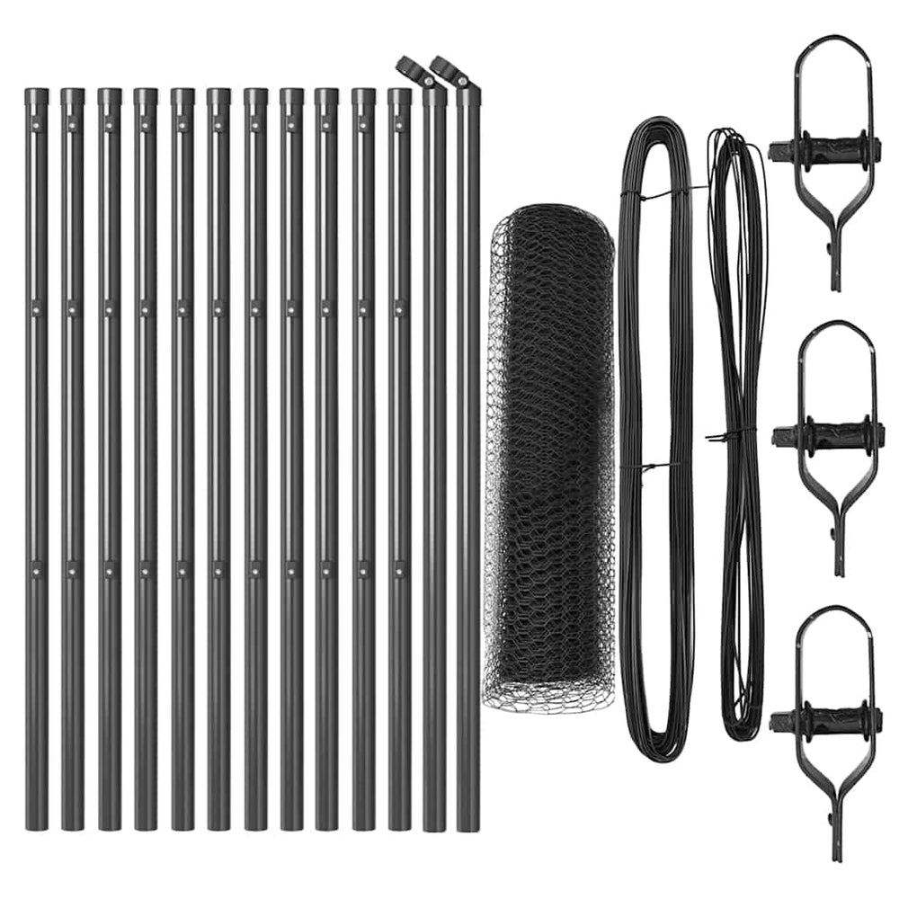 Vidaxl afrasteringspaal grijs 25 x 0,6 m (13 mm gaas) staal en pvc