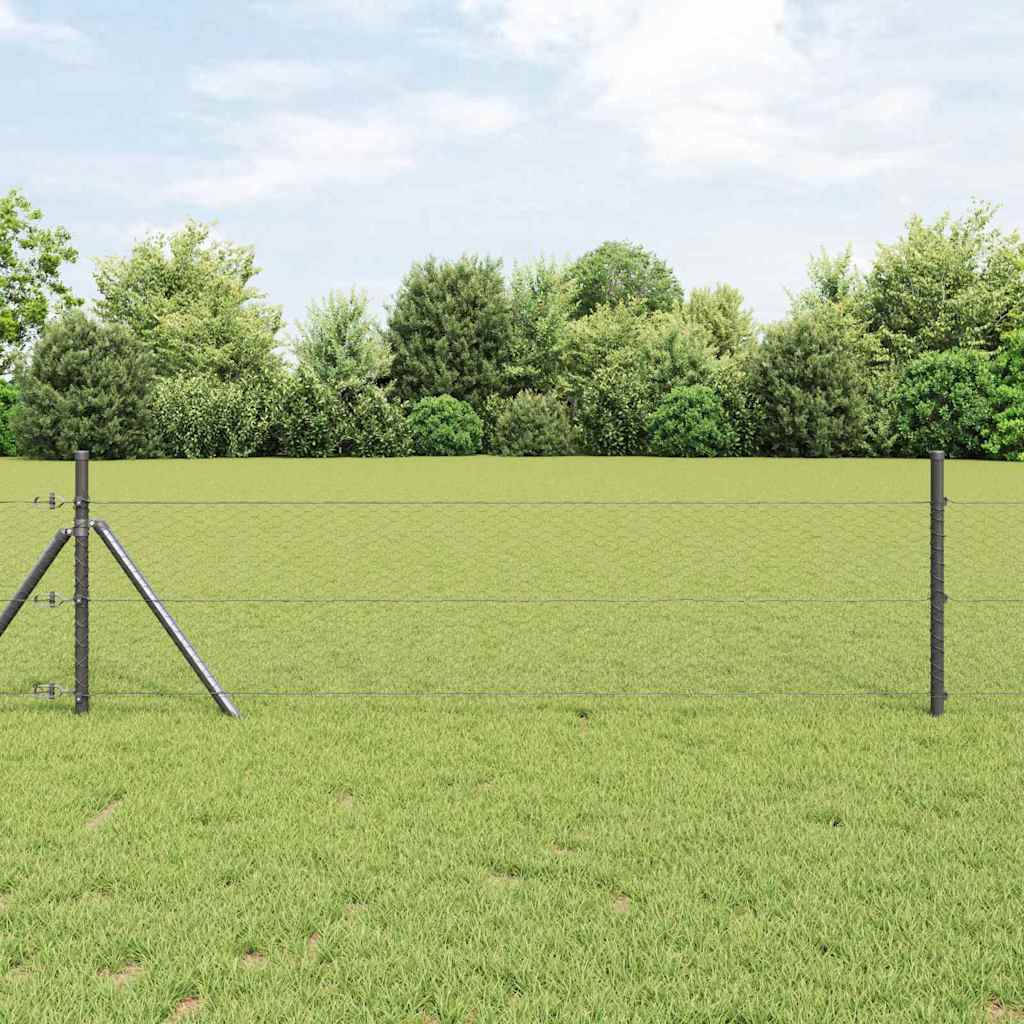 Vidaxl afrasteringspaal grijs 25 x 0,6 m (25 mm gaas) staal en pvc