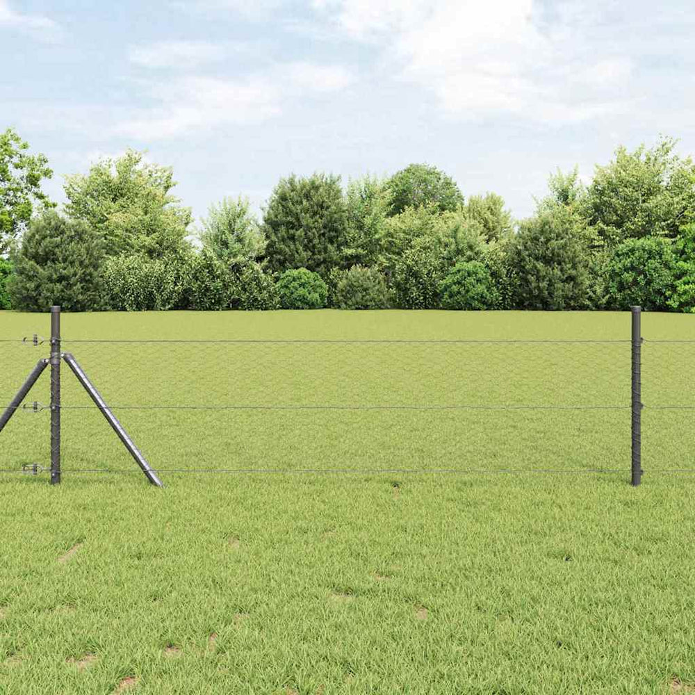Vidaxl afrasteringspaal grijs 25 x 0,8 m (25 mm gaas) staal en pvc