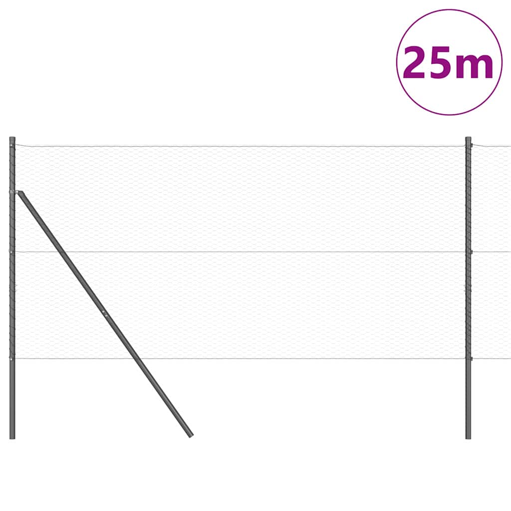 Vidaxl afrasteringspaal grijs 25 x 1 m (25 mm gaas) staal