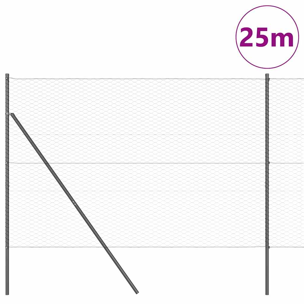Vidaxl afrasteringspaal grijs 25 x 1,5 m (36 mm gaas) staal