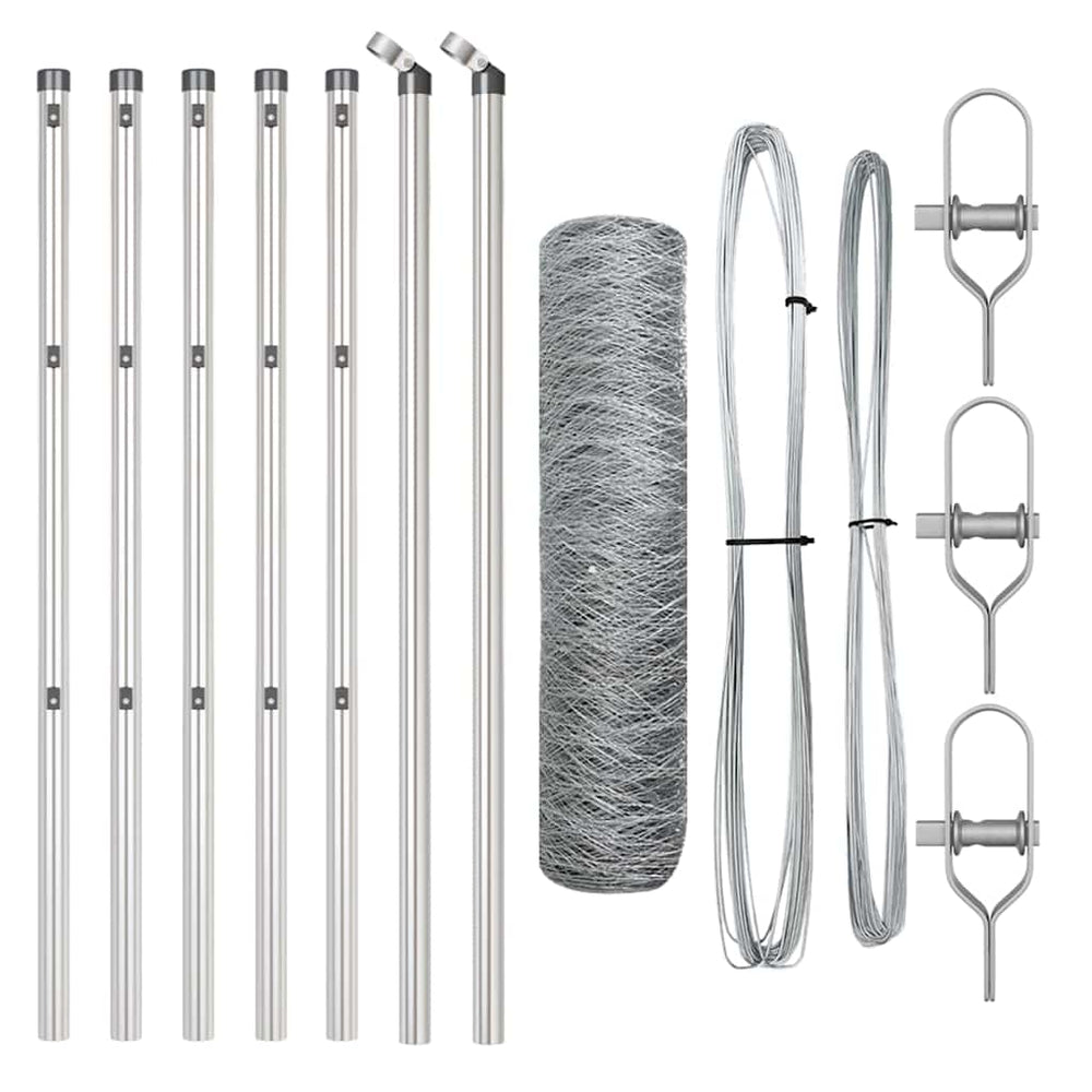 Vidaxl afrasteringspaal zilver 10 x 0,5 m (50 mm gaas) staal