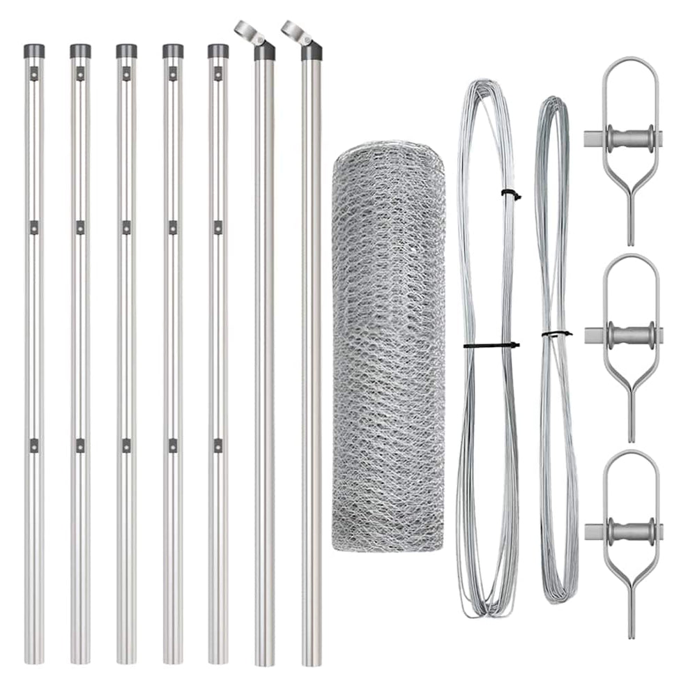 Vidaxl afrasteringspaal zilver 10 x 0,6 m (13 mm gaas) staal