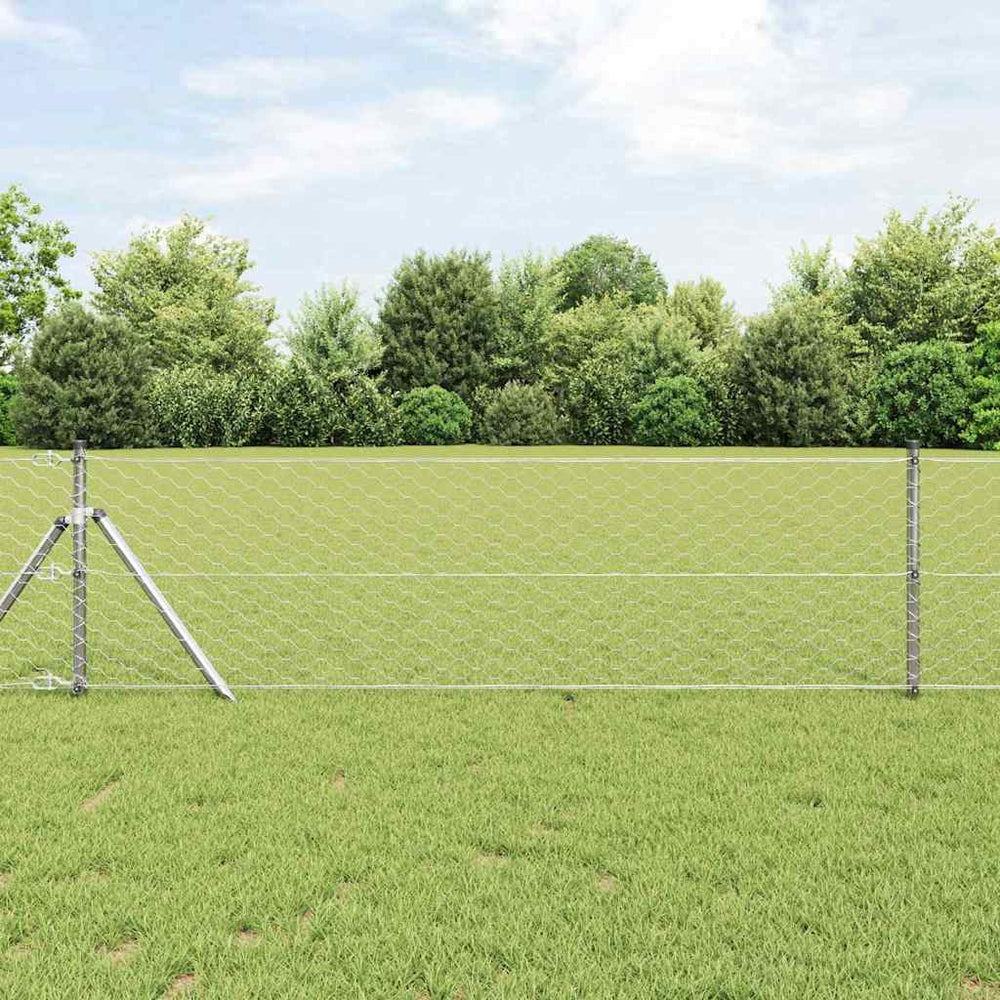 Vidaxl afrasteringspaal zilver 10 x 0,6 m (50 mm gaas) staal