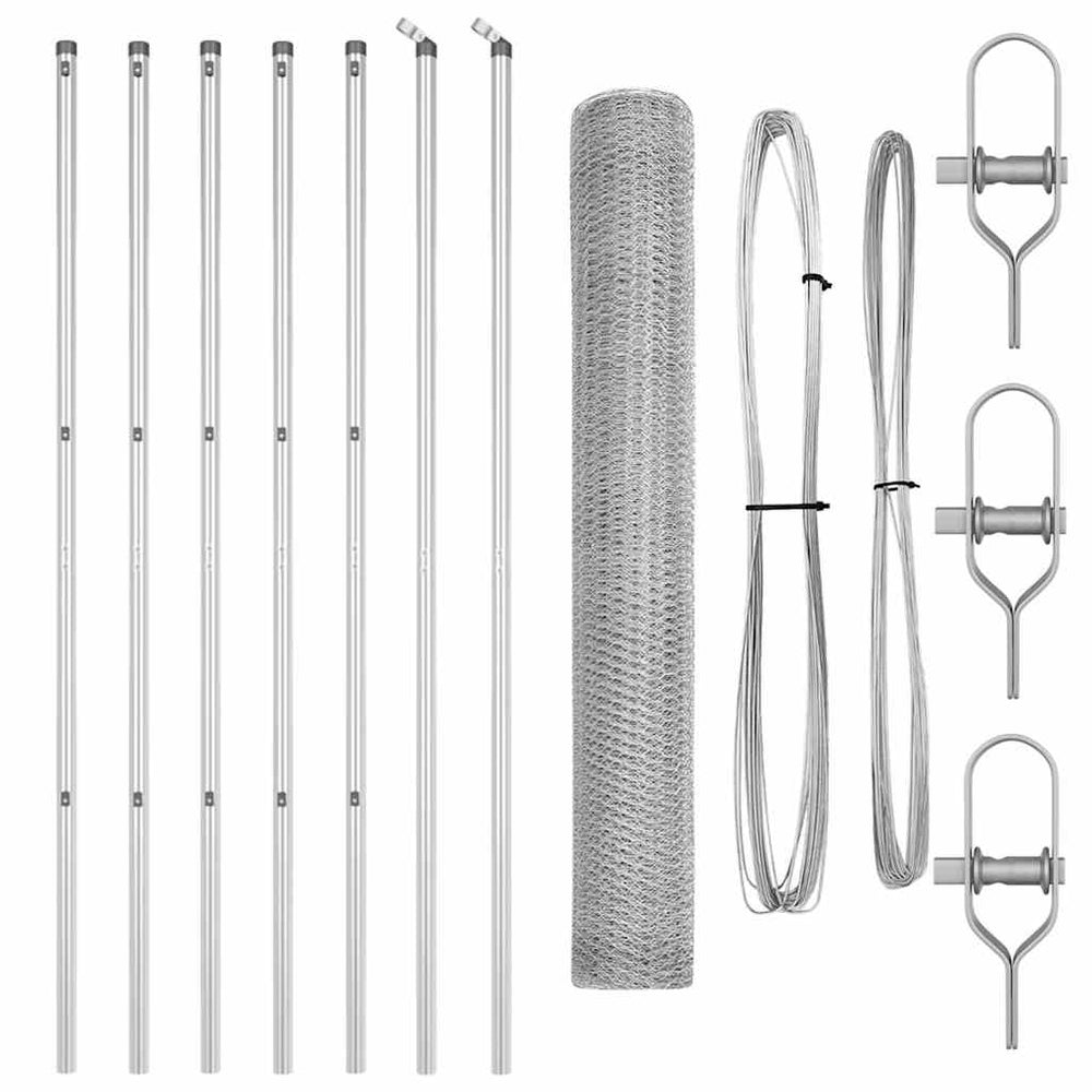 Vidaxl afrasteringspaal zilver 10 x 1 m (13 mm gaas) staal