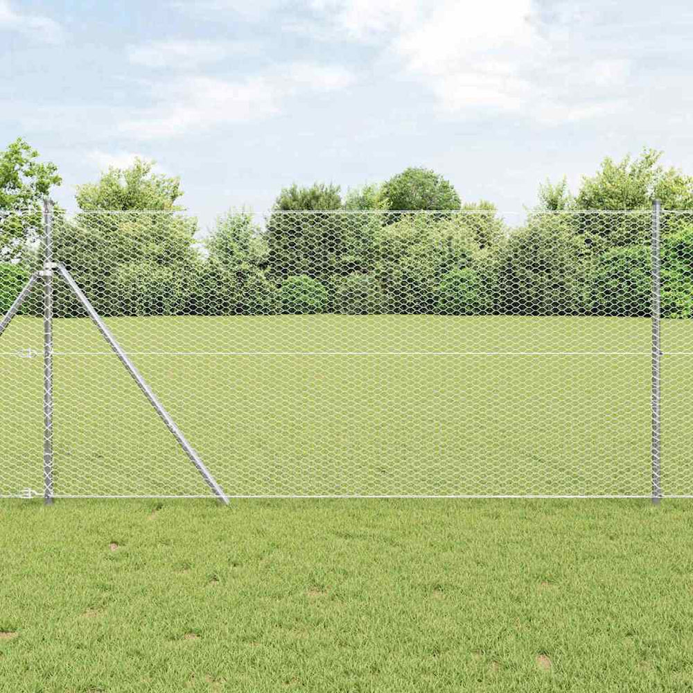 Vidaxl afrasteringspaal zilver 10 x 1 m (25 mm gaas) staal