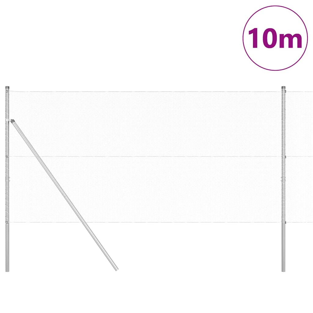 Vidaxl afrasteringspaal zilver 10 x 1,2 m (13 mm gaas) staal