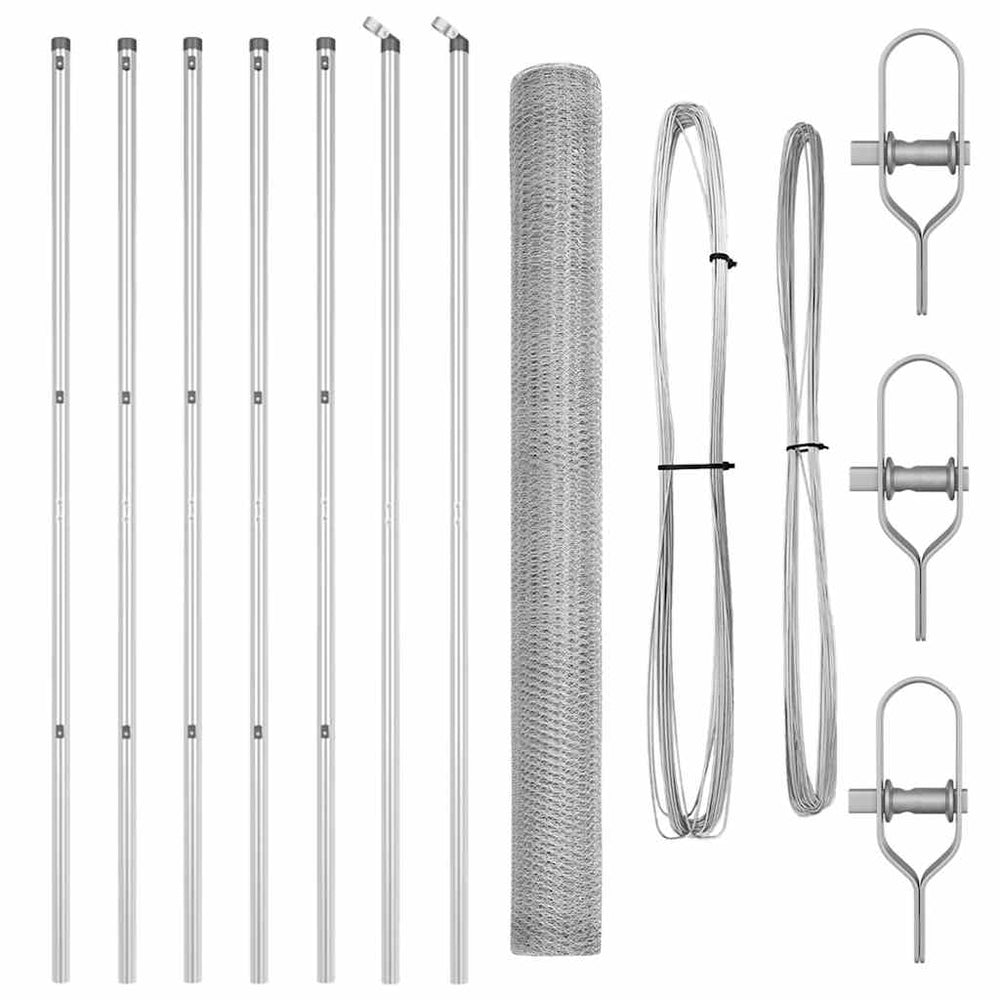 Vidaxl afrasteringspaal zilver 10 x 1,5 m (25 mm gaas) staal
