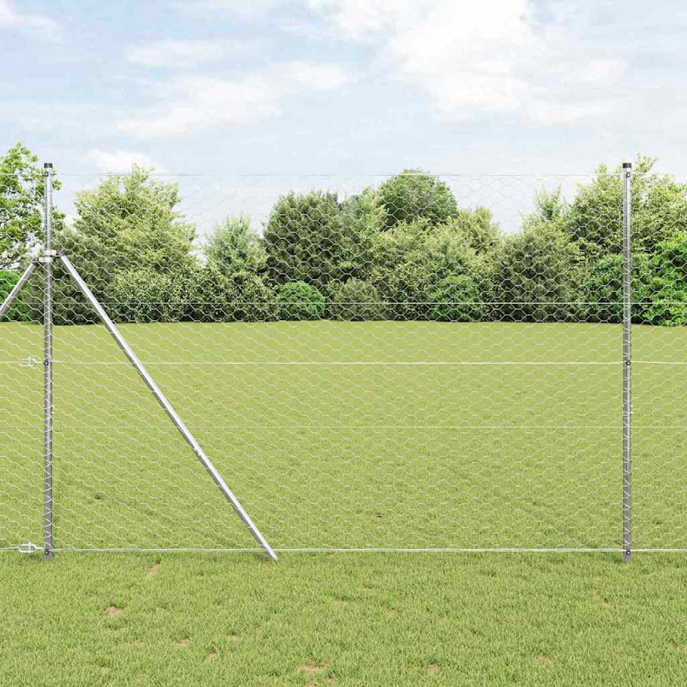 Vidaxl afrasteringspaal zilver 10 x 1,6 m (50 mm gaas) staal
