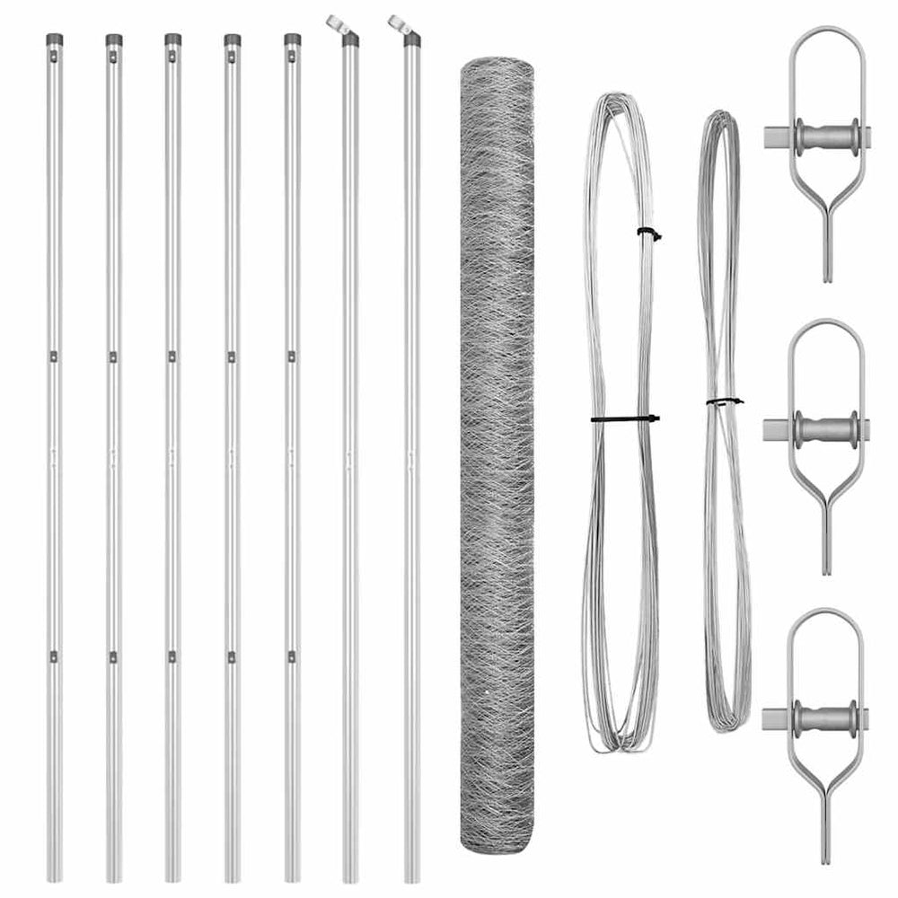 Vidaxl afrasteringspaal zilver 10 x 1,6 m (50 mm gaas) staal