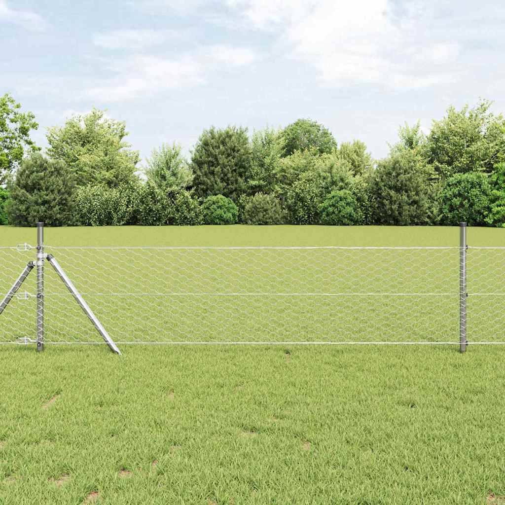 Vidaxl afrasteringspaal zilver 25 x 0,5 m (36 mm gaas) staal