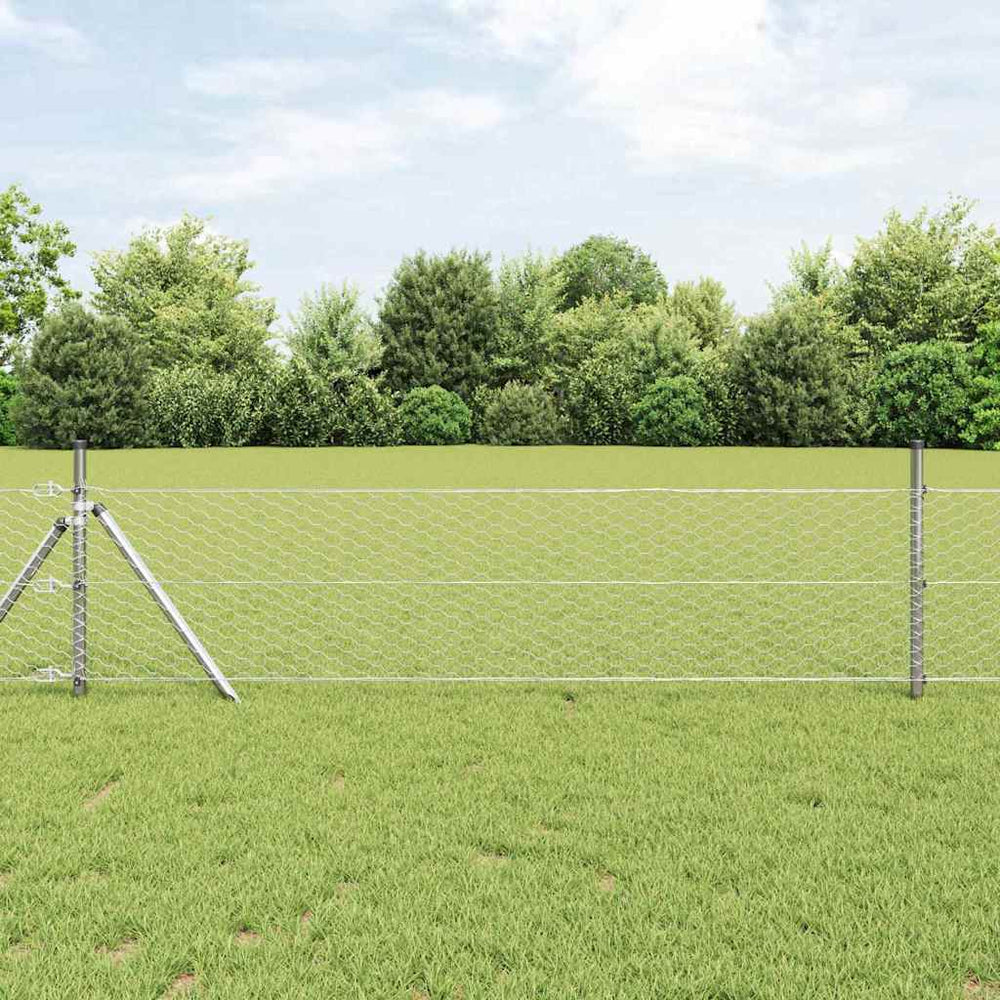 Vidaxl afrasteringspaal zilver 25 x 0,5 m (36 mm gaas) staal