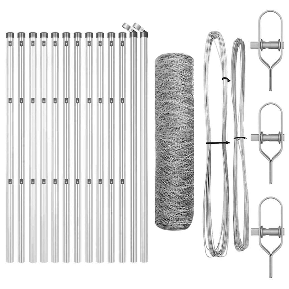 Vidaxl afrasteringspaal zilver 25 x 0,8 m (36 mm gaas) staal