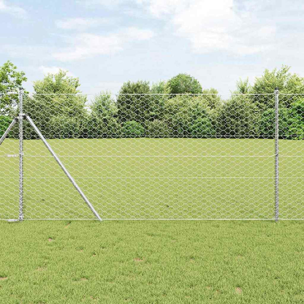 Vidaxl afrasteringspaal zilver 25 x 1 m (50 mm gaas) staal