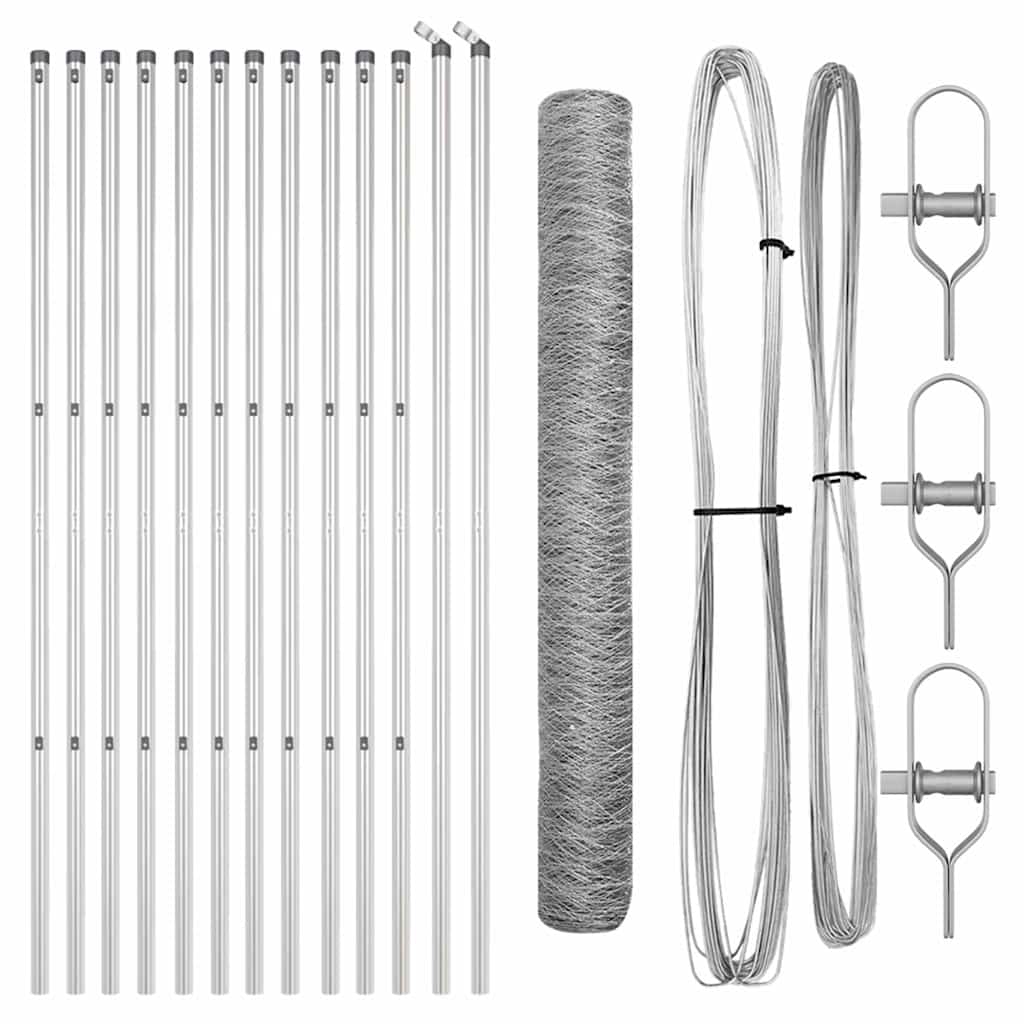 Vidaxl afrasteringspaal zilver 25 x 1 m (50 mm gaas) staal