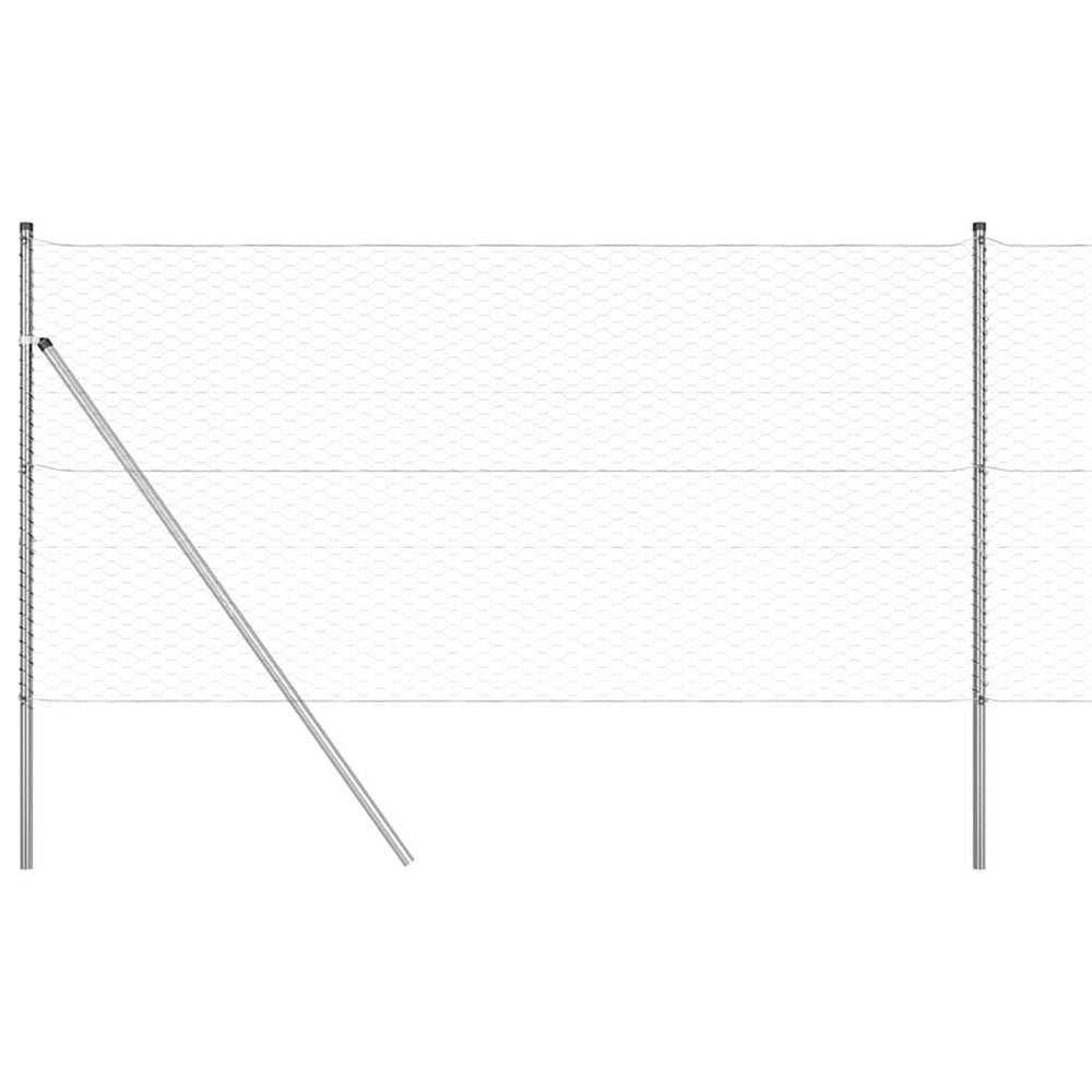Vidaxl afrasteringspaal zilver 25 x 1,2 m (36 mm gaas) staal