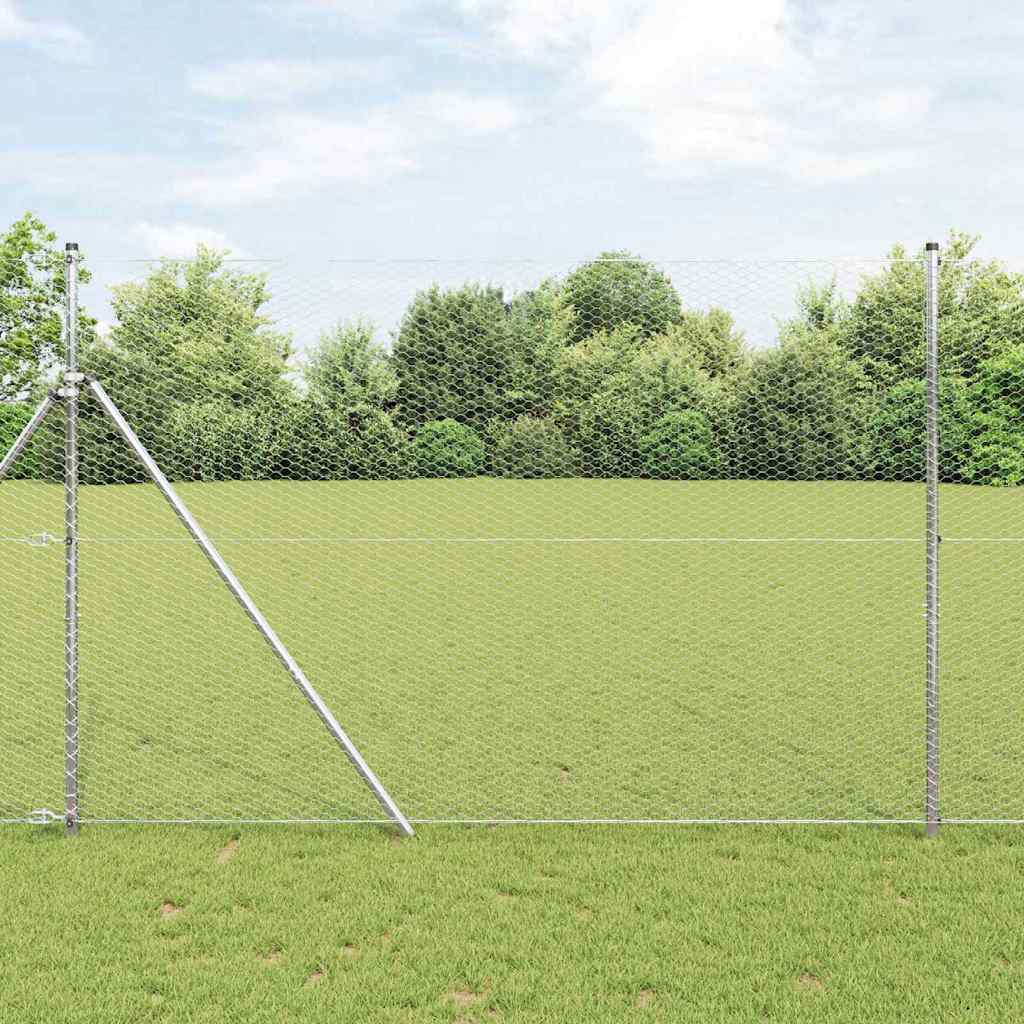Vidaxl afrasteringspaal zilver 25 x 1,5 m (25 mm gaas) staal