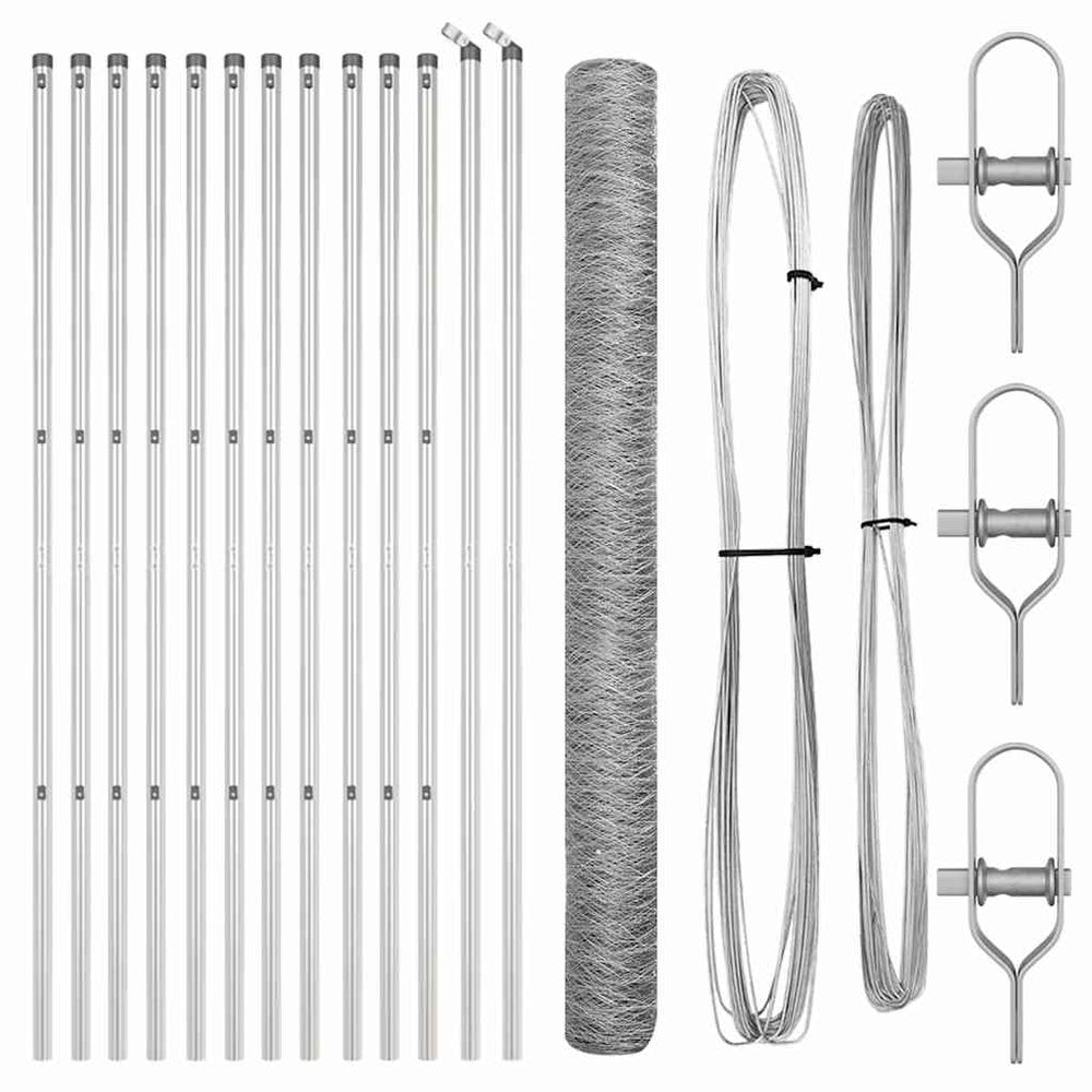Vidaxl afrasteringspaal zilver 25 x 1,5 m (50 mm gaas) staal