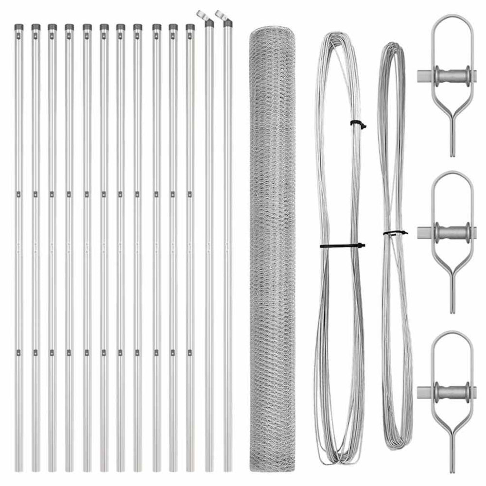 Vidaxl afrasteringspaal zilver 25 x 1,6 m (25 mm gaas) staal
