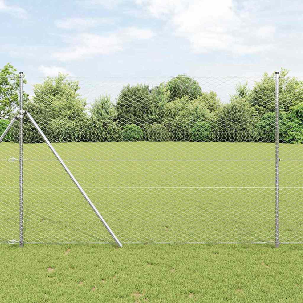 Vidaxl afrasteringspaal zilver 25 x 1,6 m (36 mm gaas) staal