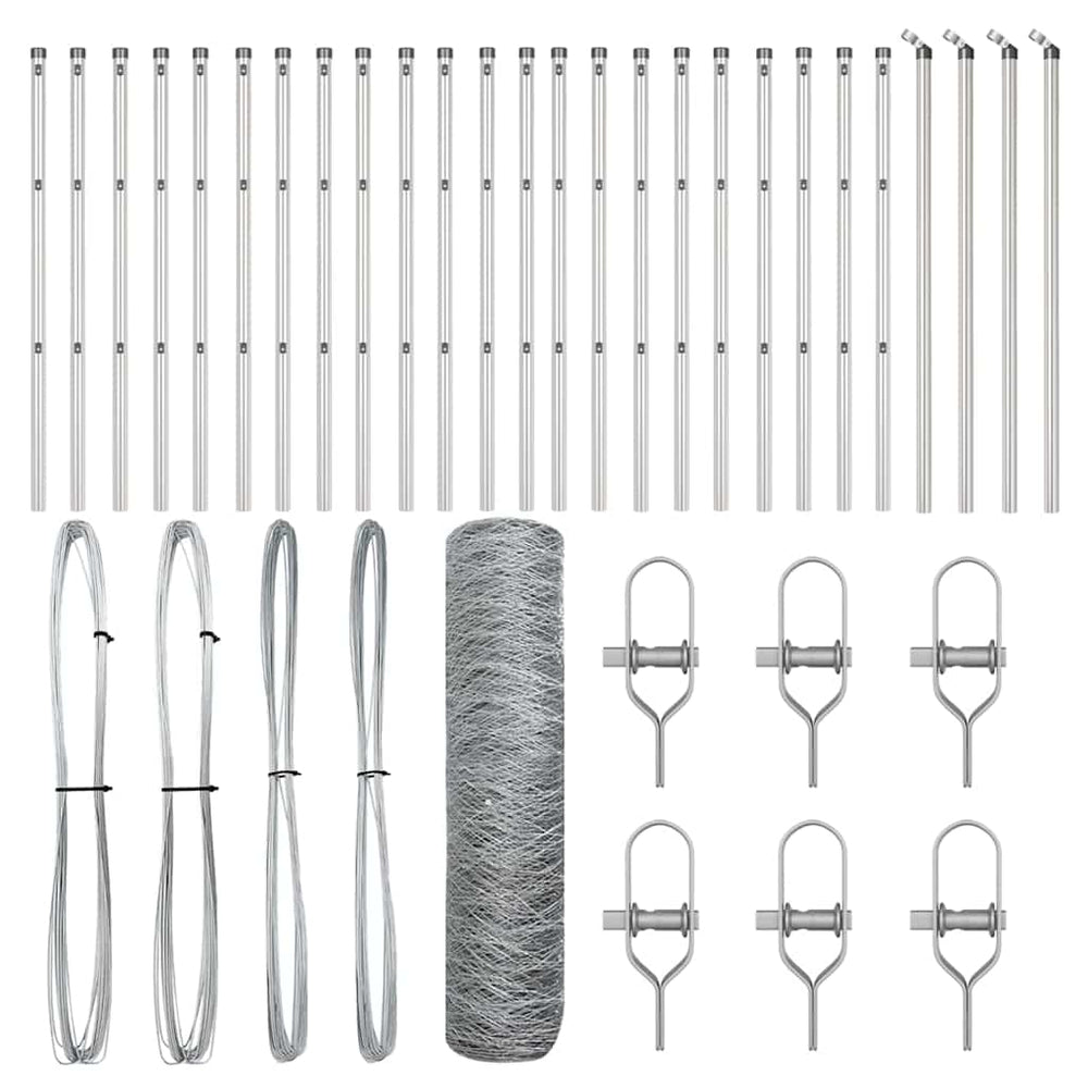 Vidaxl afrasteringspaal zilver 50 x 0,4 m (36 mm gaas) staal