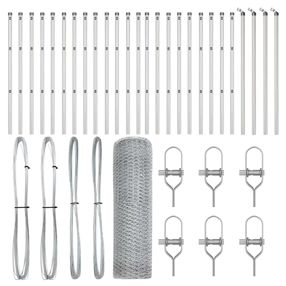 Vidaxl afrasteringspaal zilver 50 x 0,5 m (25 mm net) staal