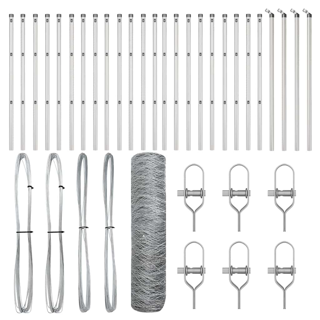 Vidaxl afrasteringspaal zilver 50 x 0,5 m (36 mm gaas) staal