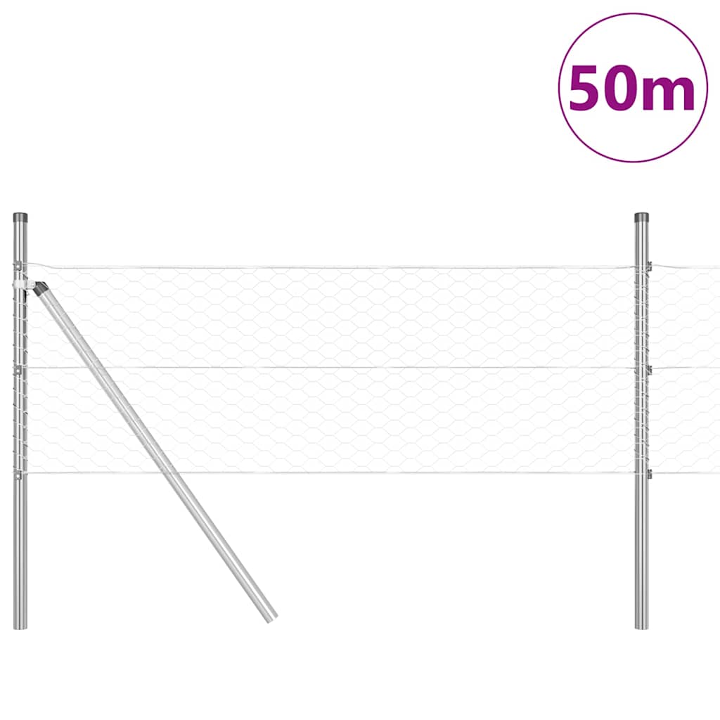 Vidaxl afrasteringspaal zilver 50 x 0,5 m (36 mm gaas) staal