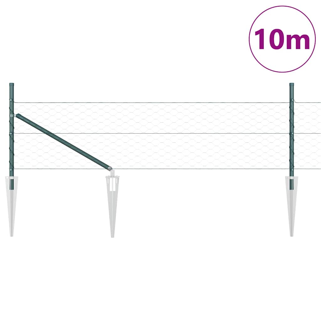 Vidaxl afrasteringspaal groen 10 x 0,5 m (50 mm gaas) staal en pvc