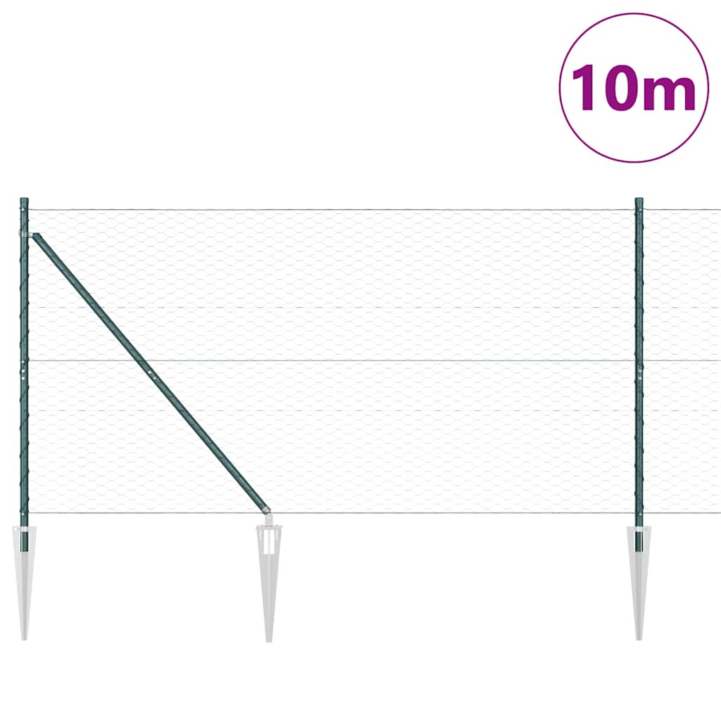 Vidaxl afrasteringspaal groen 10 x 1,4 m (36 mm gaas) staal en pvc