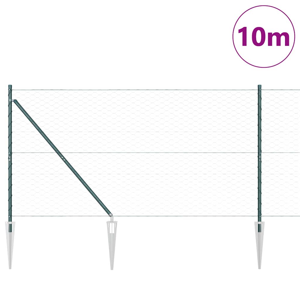 Vidaxl afrasteringspaal groen 10 x 1,4 m (50 mm gaas) staal en pvc